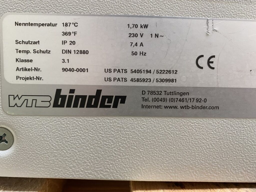 Incubateur à CO2 de laboratoire pharmaceutique d&rsquo;occasion – Binder CB 150 – 150L – Référence P2209-1888 - Image 2