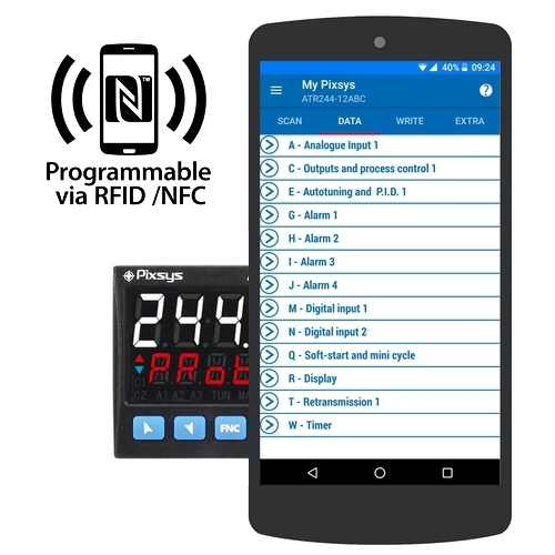 Régulateur de température universel ATR244 PIXSYS – 48×48 mm – alimentation 24-240 VAC/DC – entrée universelle 2