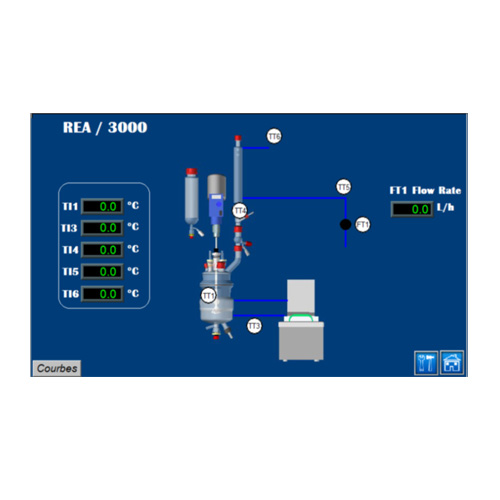 Mini réacteur chimique supervisé – en verre, double enveloppe, avec agitation réglable et thermorégulation - Image 2
