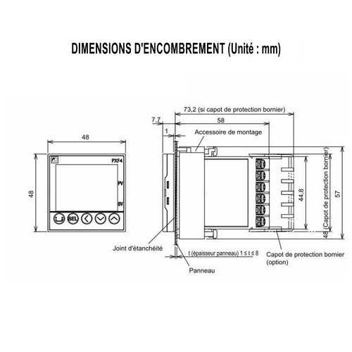 Régulateur de température numérique Fuji Electric PXF4 – format 48×48 mm, entrée universelle, 1 à 5 sorties 2
