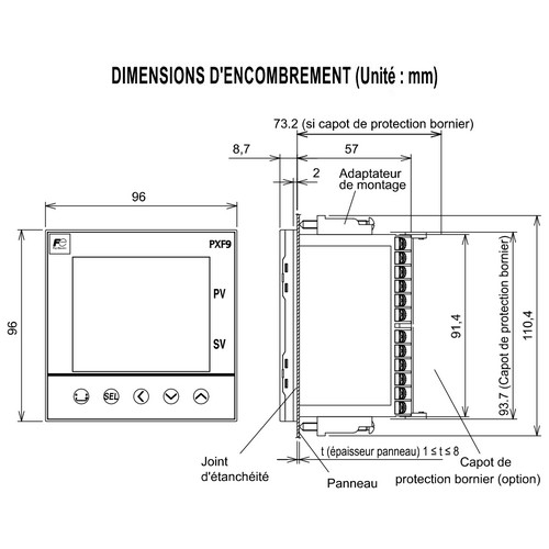 Regulateur de temperature numerique Fuji Electric 96x96mm 230VAC 24VDC 2
