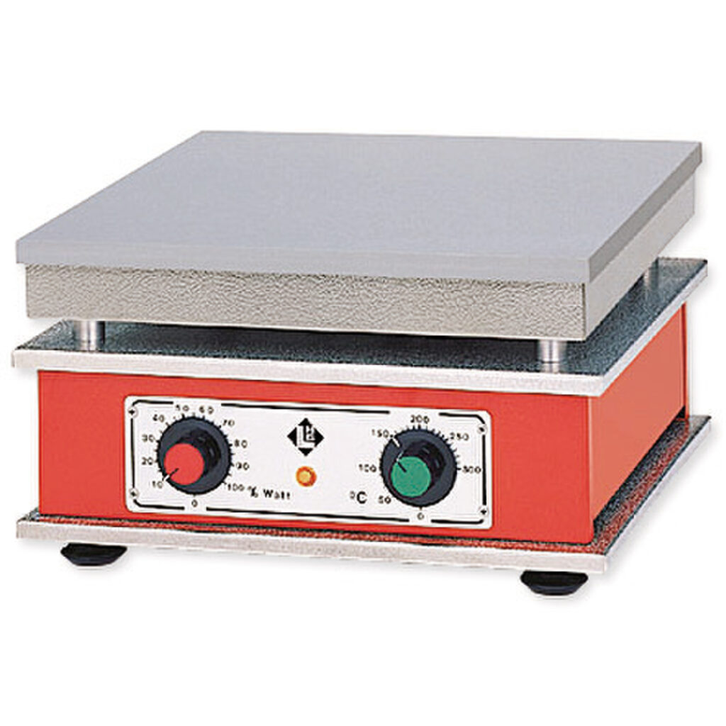 Plaques chauffantes Gestigkeit – Alliage aluminium, 3 gammes jusqu&rsquo;à 370°C, réglage puissance 0-100% 1