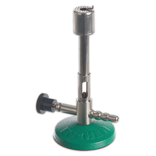 Becs bunsen haute température 1300°C en laiton nickelé, socle en fonte – Ø 13 mm, hauteur 160 mm 1