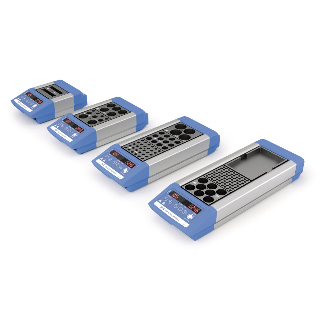 Bains à sec numérique IKA Dry Block Heater – 1 à 4 blocs, température +5 à +120°C, minuterie 99h59 2