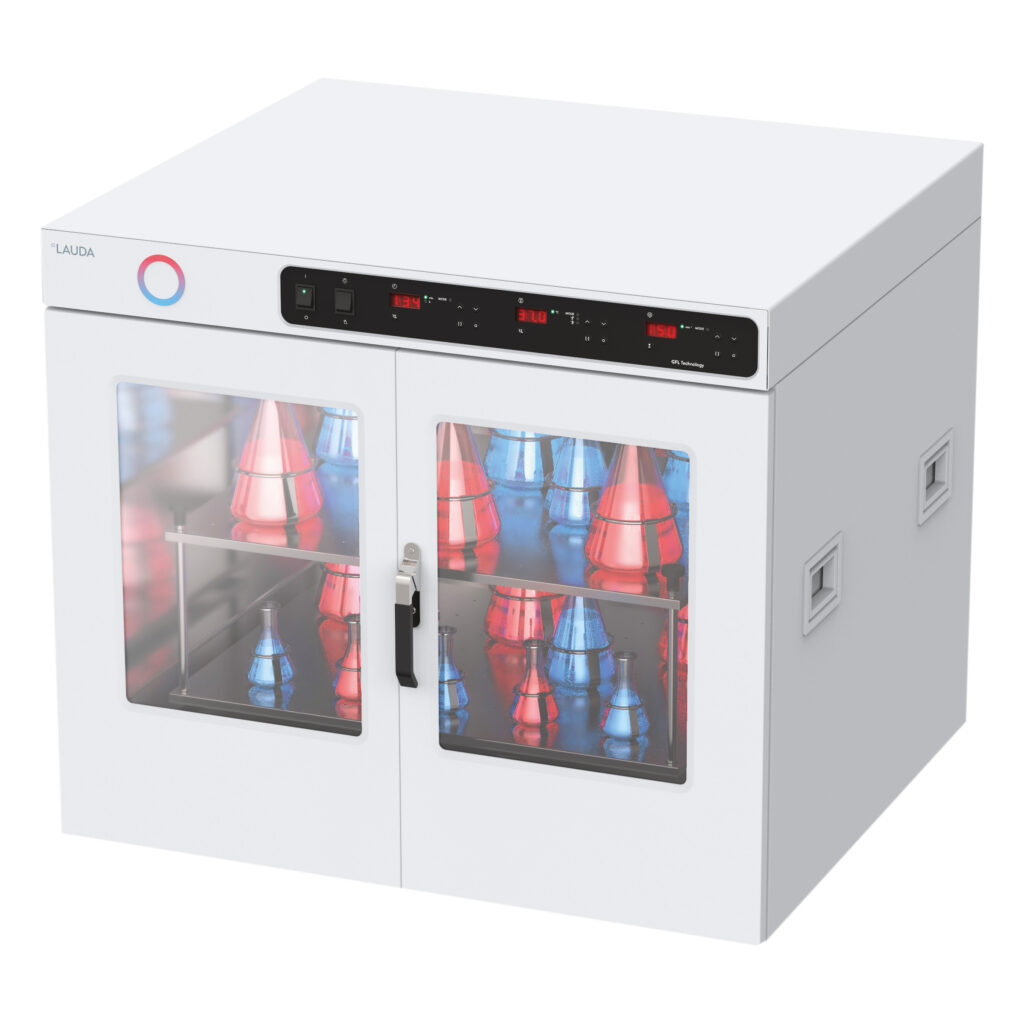 Agitateurs incubateurs grande capacité – Modèles 3032 (45 L) et 3033 (150 L) – Mouvement orbital 20-250 t/min 1