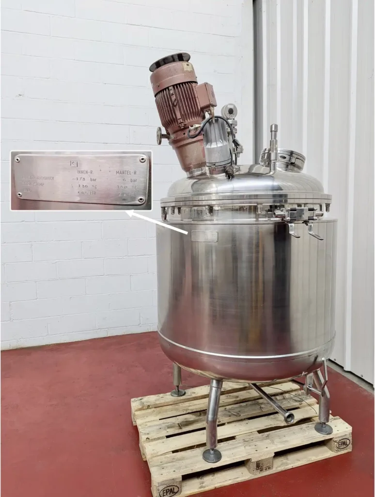 Cuve de réaction Krieger AMS 500 – 605 L en acier inoxydable, ATEX, avec agitation tripale 2