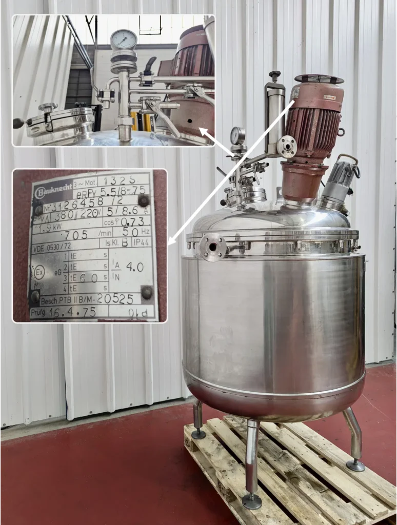 Cuve de réaction Krieger AMS 500 – 605 L en acier inoxydable, ATEX, avec agitation tripale 3