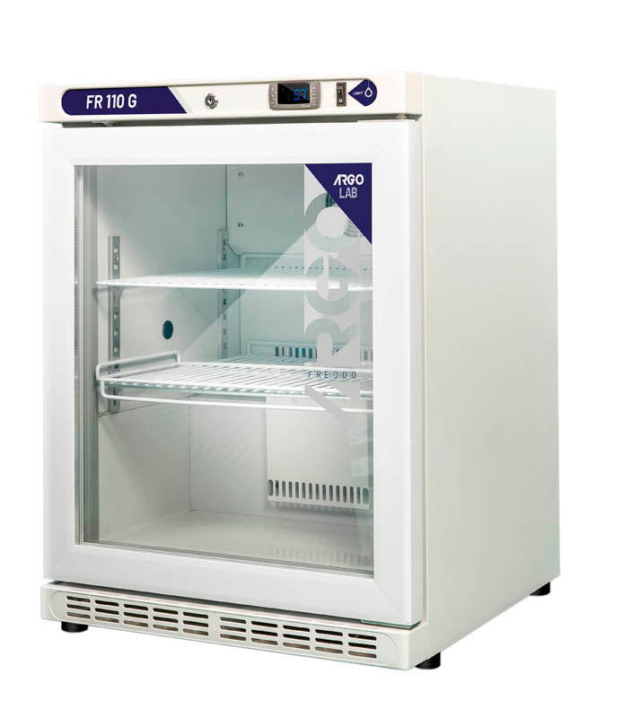 Réfrigérateur compact 110L, porte vitrée, FR110-G – Laboratoire, affichage numérique, alarmes, dégivrage auto - Image 1